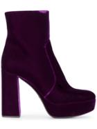 Prada Purple Velvet 115 Platform Boots - Pink & Purple