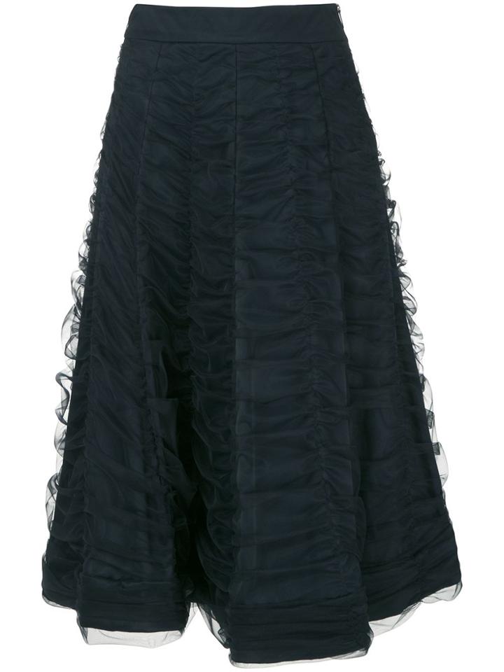 Gloria Coelho Draped Tulle Midi Skirt - Black