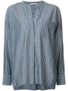 Vince Striped Shirt, Women's, Size: Medium, Blue, Cotton