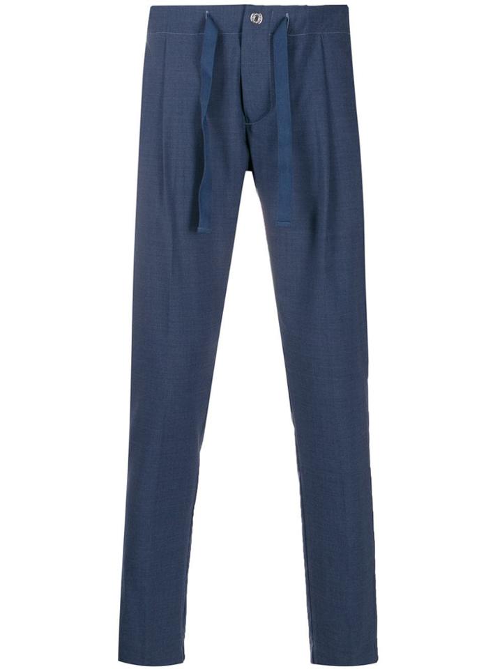 Entre Amis Micro Pleats Tapered Trousers - Blue