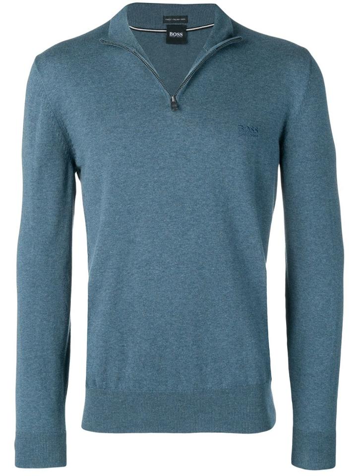 Boss Hugo Boss Zipped Collar Sweater - Blue