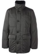 Jil Sander Front Pocket Down Jacket, Men's, Size: 52, Green, Cotton/feather Down/polyester/alpaca
