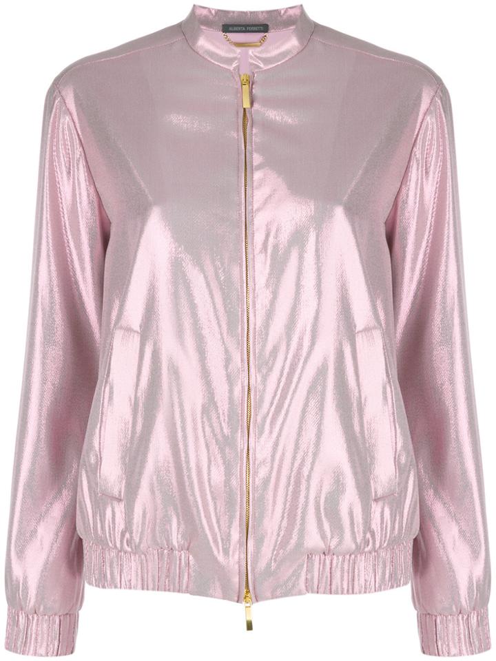 Alberta Ferretti Metallic Bomber Jacket - Pink & Purple