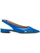 L'autre Chose Pointed Toe Slingback Ballerinas - Blue