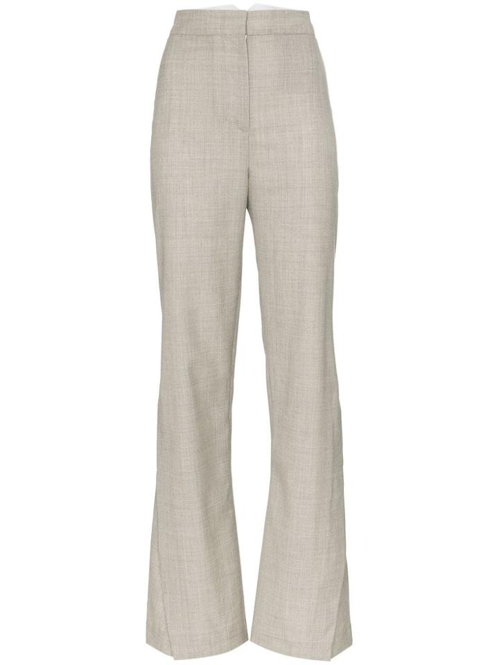 Wright Le Chapelain High-waisted Wide Leg Wool Trousers - Grey