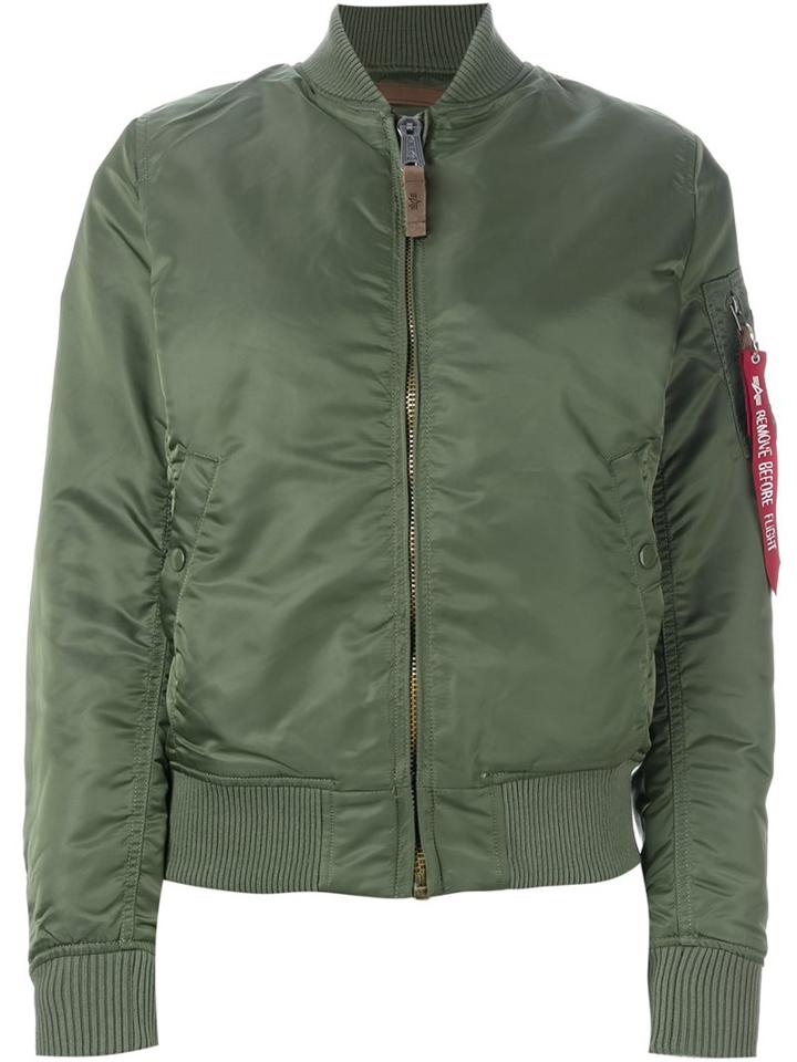 Alpha Industries Padded Bomber Jacket, Women's, Size: Medium, Green, Nylon/polyester