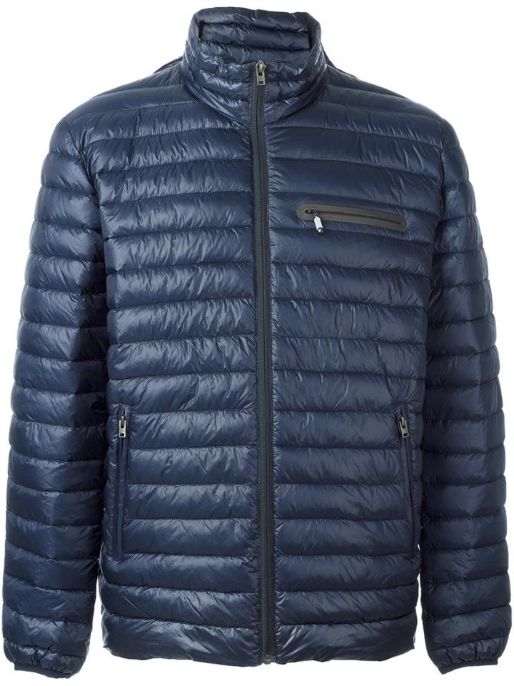 Closed Zip Pocket Padded Jacket, Men's, Size: Medium, Blue, Polyamide