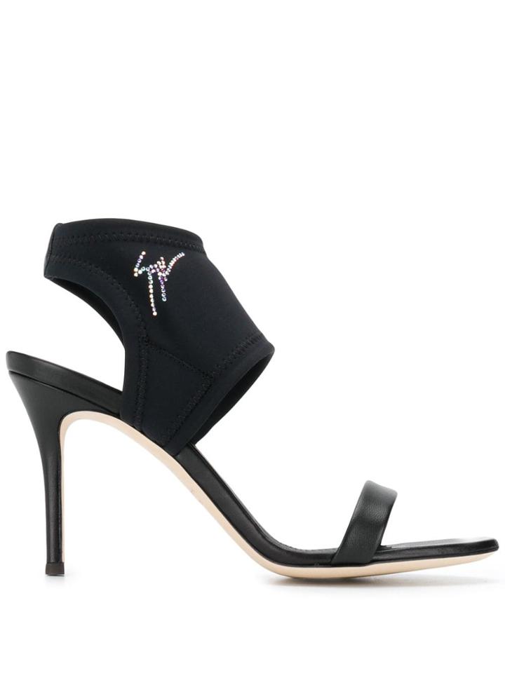 Giuseppe Zanotti Crystal Logo Sandals - Black