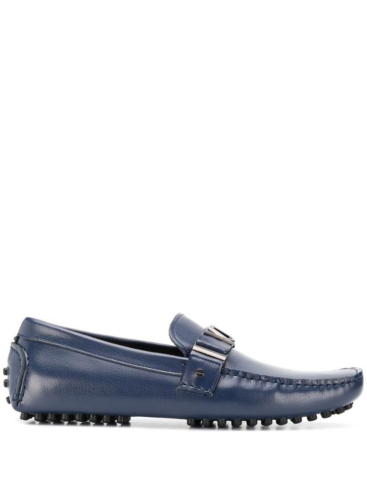 Versace Jeans Logo Embellished Loafers - Blue