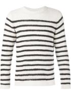 The Elder Statesman Cashmere Striped Jumper, Adult Unisex, Size: Medium, White, Cashmere