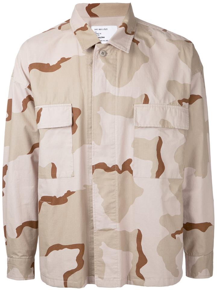 Monkey Time - Camouflage Print Shirt - Men - Cotton - L, Nude/neutrals, Cotton