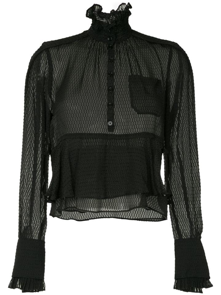 Carven Frilled Loose Blouse - Black