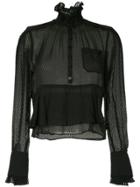 Carven Frilled Loose Blouse - Black