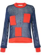 Tibi Crochet Crew Neck Jumper - Blue