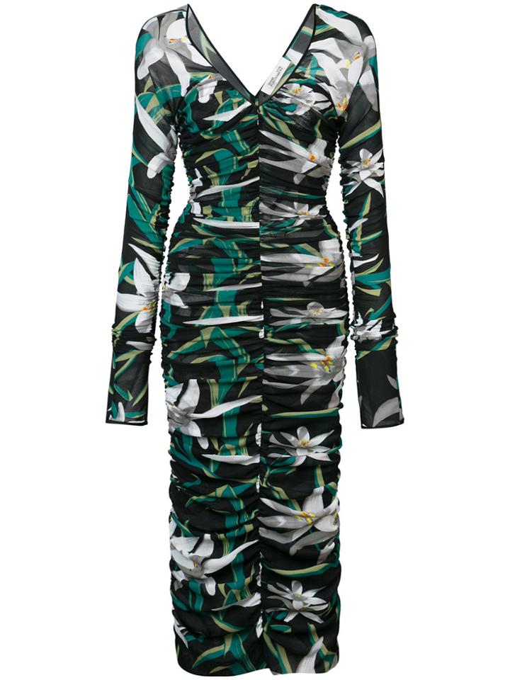 Dvf Diane Von Furstenberg Camille Mesh Overlay Midi Dress - Black