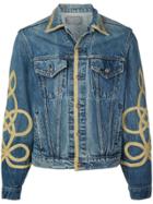 R13 Gold Piped Denim Jacket - Blue
