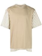 Lanvin Striped Panel T-shirt - Brown