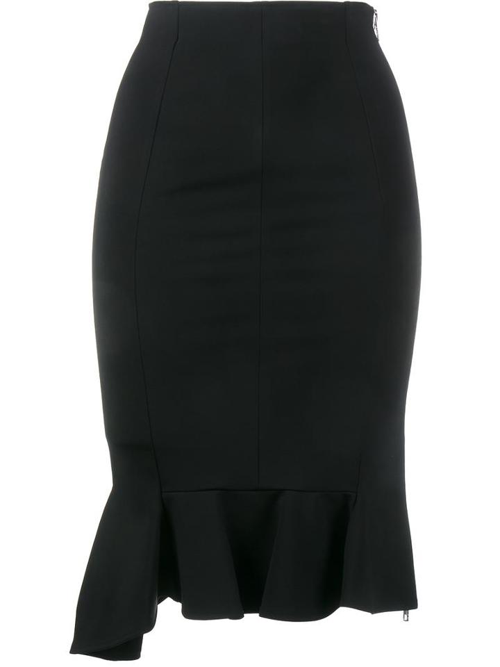 Givenchy Ruffle Hem Pencil Skirt, Women's, Size: 38, Black, Viscose/polyamide/spandex/elastane/silk