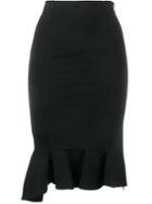 Givenchy Ruffle Hem Pencil Skirt, Women's, Size: 38, Black, Viscose/polyamide/spandex/elastane/silk