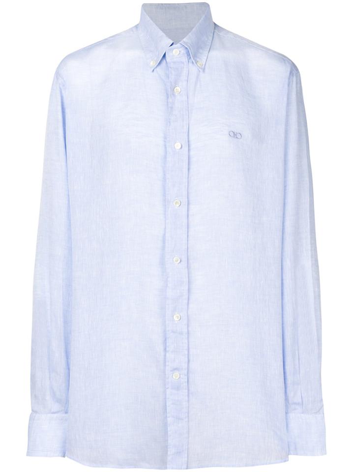 Salvatore Ferragamo Gancio Linen Shirt - Blue