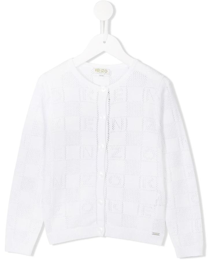 Kenzo Kids Knitted Logo Cardigan, Girl's, Size: 6 Yrs, White