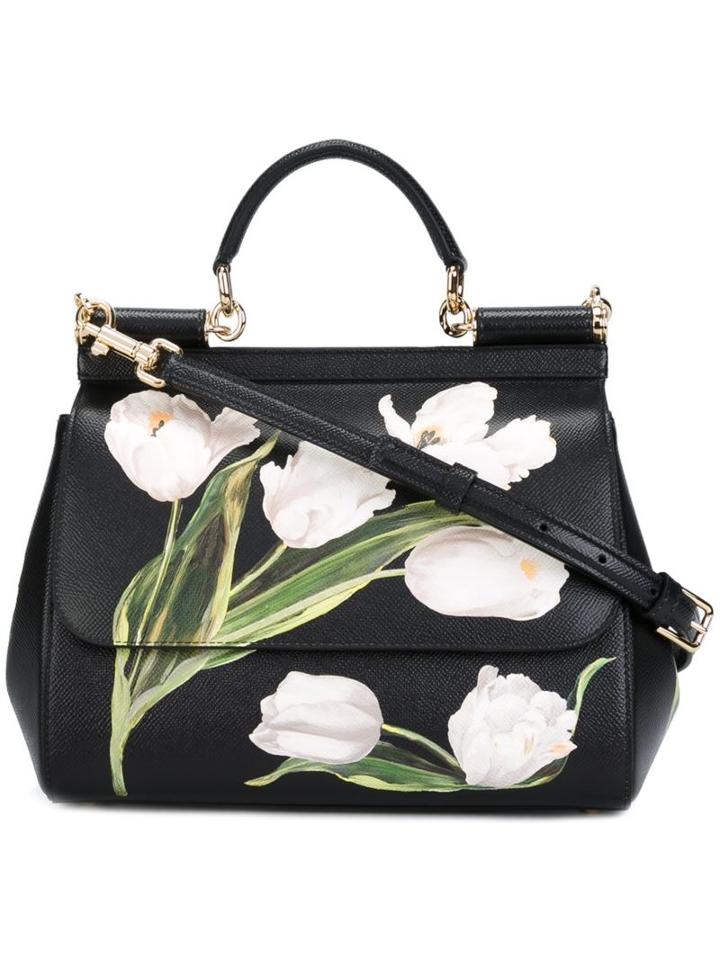 Dolce & Gabbana Tulip Print 'sicily' Tote, Women's, Black