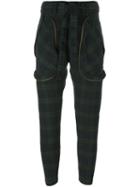 Faith Connexion Tartan Belted Pants, Women's, Size: Medium, Blue, Cotton