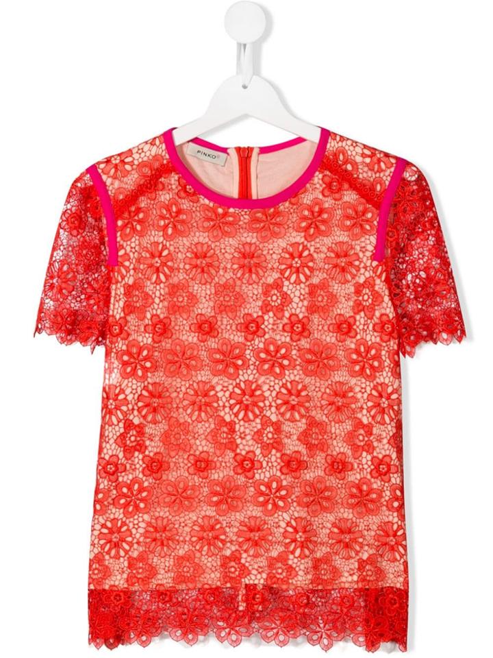Pinko Kids Floral Lace T-shirt - Red