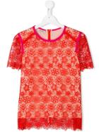 Pinko Kids Floral Lace T-shirt - Red