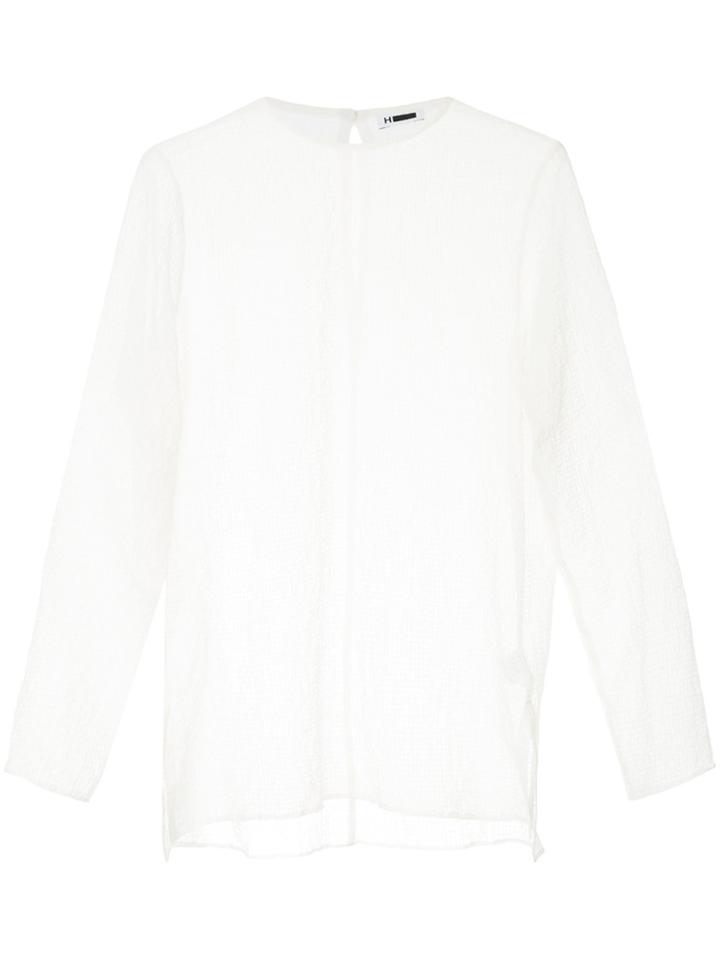 H Beauty & Youth Sheer Shift Top - White