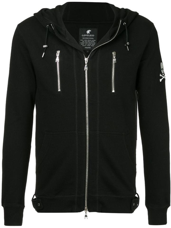Loveless Zipped Skull Hoodie - Black
