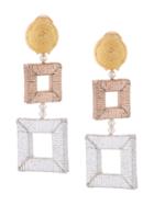Oscar De La Renta Double Square Clip-on Earrings - Metallic