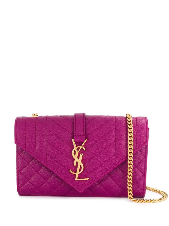 Saint Laurent Small Envelope Crossbody Bag - Purple