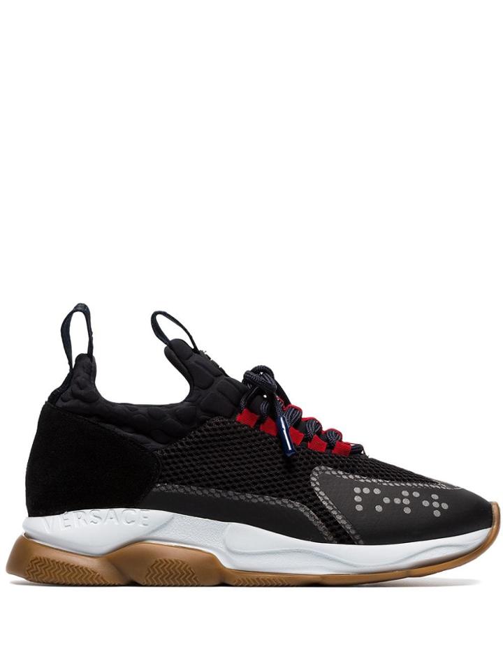 Versace Black Chain Suede Panel Low-top Sneakers