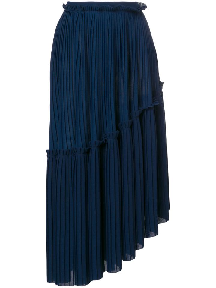 Kenzo Asymmetric Pleated Skirt - Blue