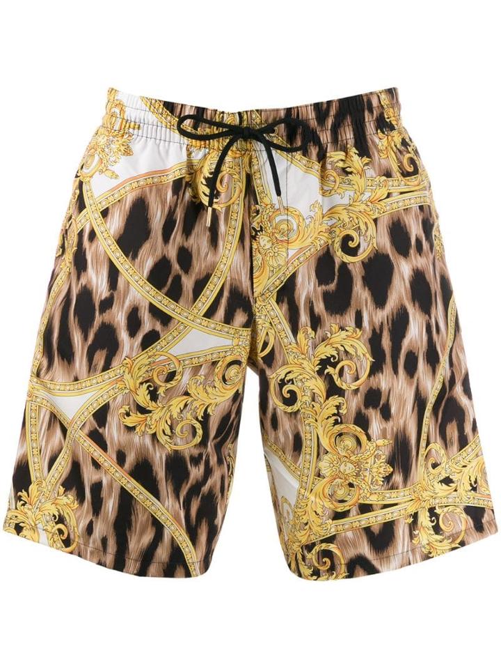 Versace Printed Swim Shorts - Black