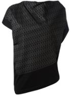 Issey Miyake - Printed Asymmetric Top - Women - Polyester - 2, Women's, Black, Polyester