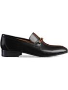 Gucci Leather Loafer With Stripe - Black