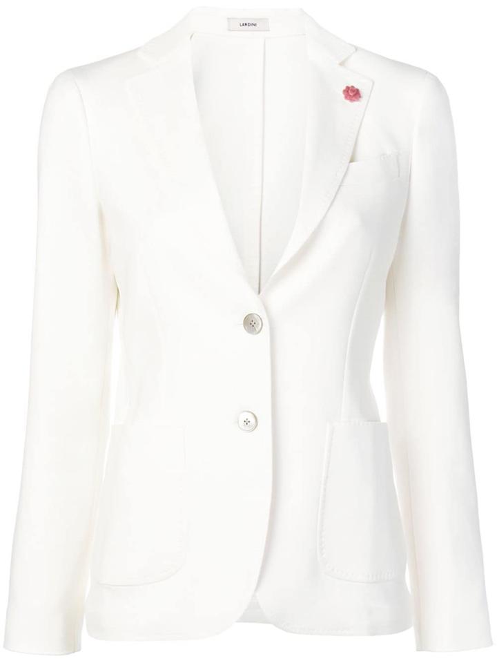 Lardini Floral Lapel Pin Blazer - White