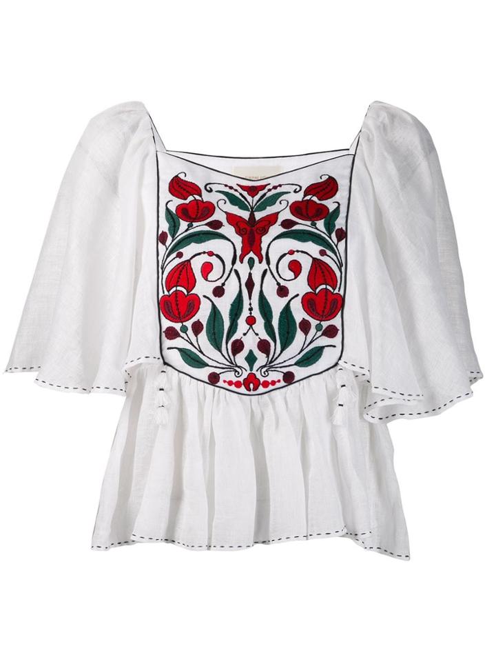 Sleeping Gypsy Embroidered Front Blouse - White