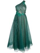 Marchesa Notte Embellished Midi Dress - Green