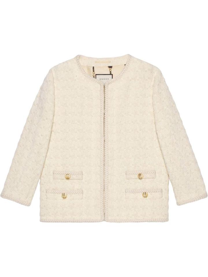 Gucci Houndstooth Tweed Jacket - White