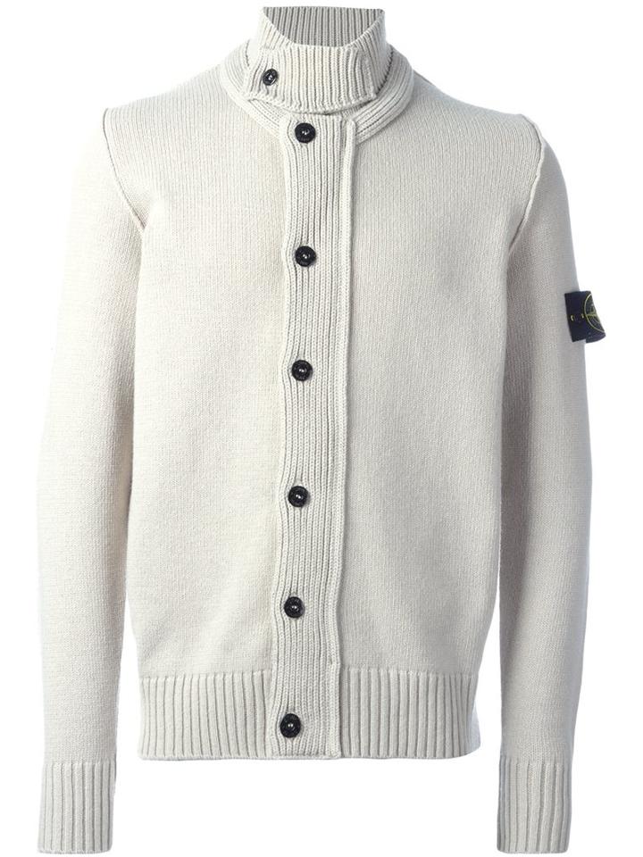 Stone Island Buttoned Cardigan, Men's, Size: Medium, Nude/neutrals, Polyamide/wool