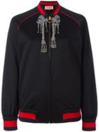 Gucci Web Embellished Bomber Jacket, Women's, Size: Small, Black, Cotton/polyester/silk/metal
