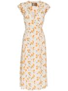 Reformation Gwenyth Floral Wrap Over Dress - Nude & Neutrals