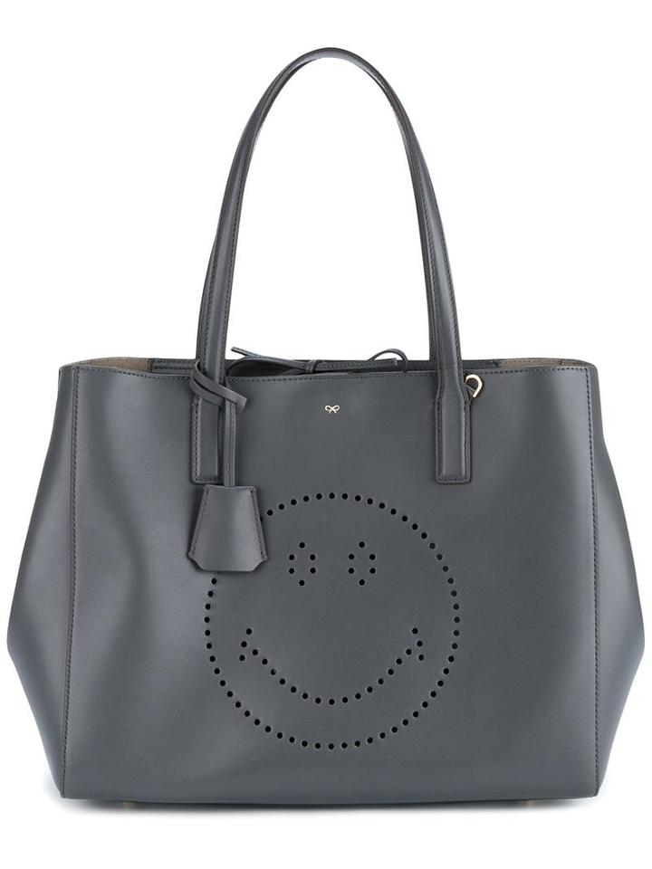 Anya Hindmarch 'smiley Maxi Featherweight Ebury' Tote, Women's, Grey, Leather
