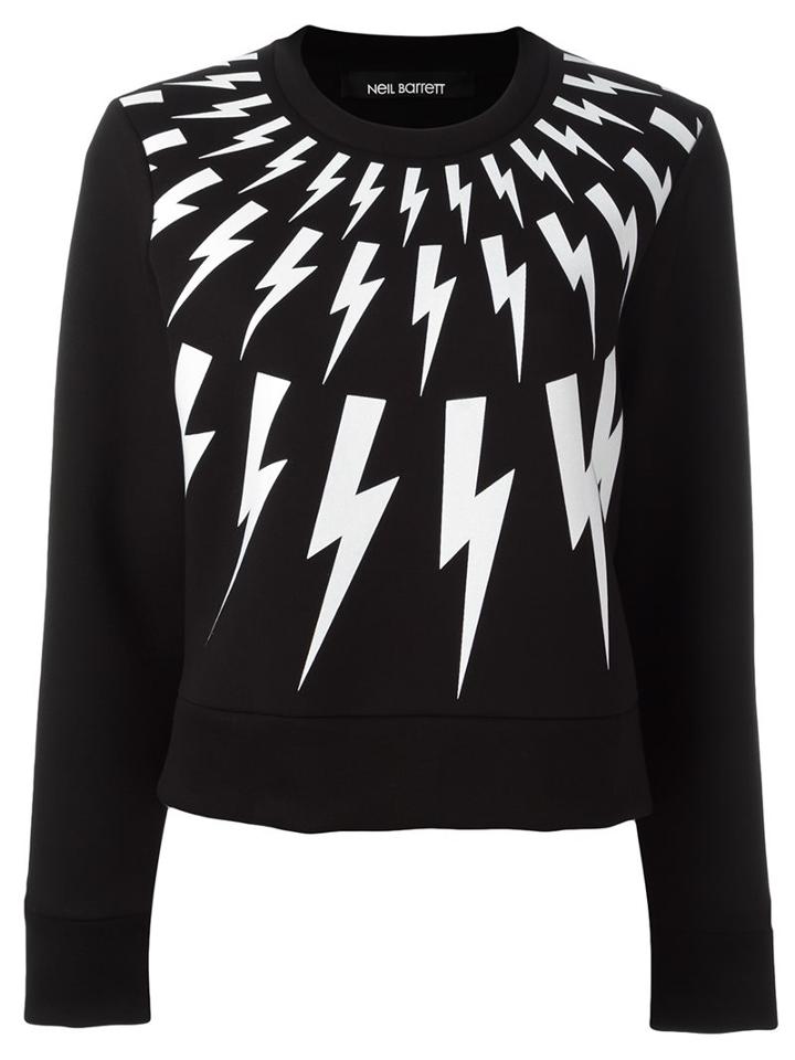 Neil Barrett 'lightning Bolt' Sweatshirt, Women's, Size: Small, Black, Cotton/polyurethane/spandex/elastane/viscose