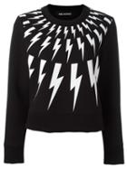 Neil Barrett 'lightning Bolt' Sweatshirt, Women's, Size: Small, Black, Cotton/polyurethane/spandex/elastane/viscose