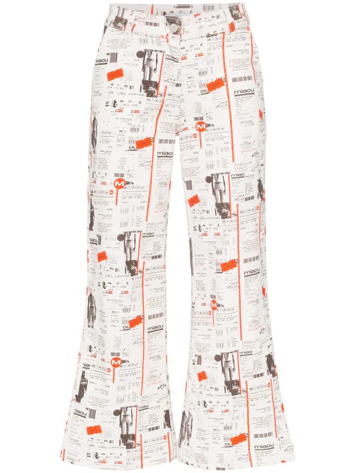 Miaou Soni Newsprint Flared Jeans - White