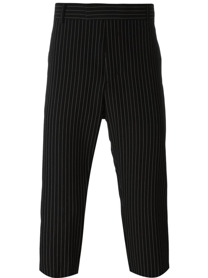 D-gnak Striped Cropped Trousers, Men's, Size: 36, Black, Polyester/rayon